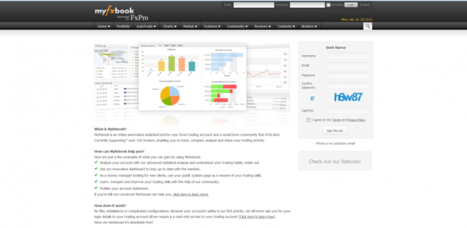 MyFXBook home page