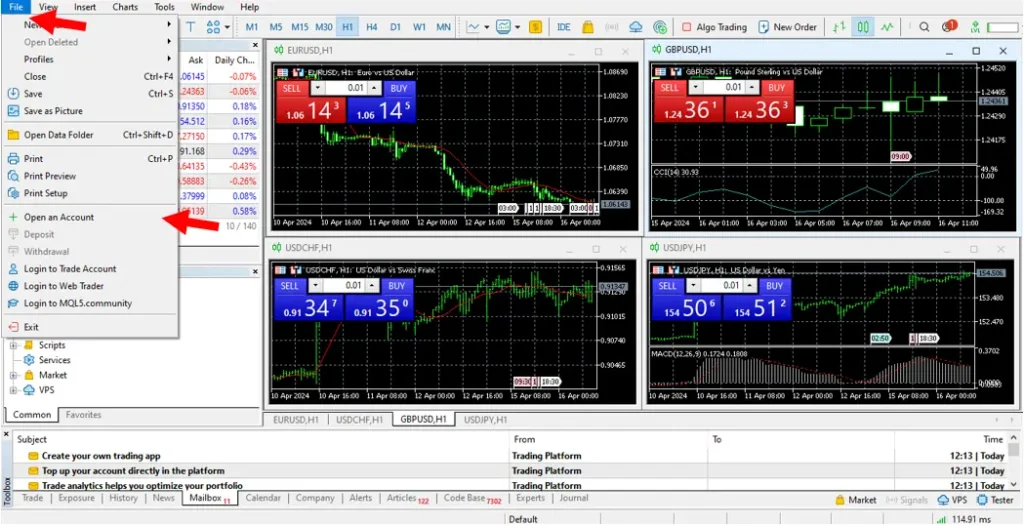 login to broker account in Metatrader5 01 login to broker account in Metatrader5 01