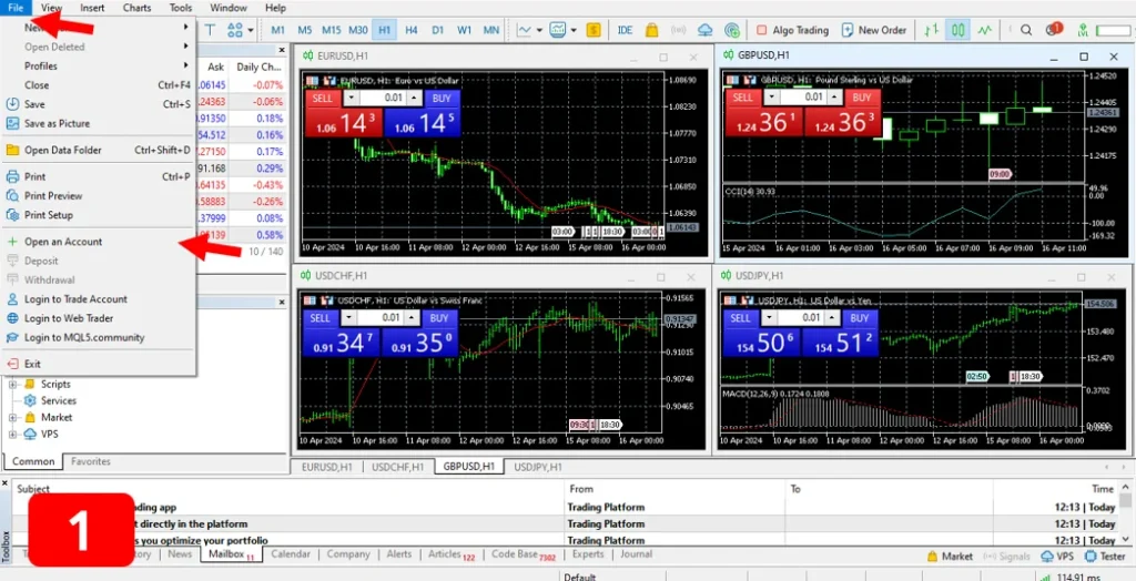 open account on MT5 01 open account on MT5 01