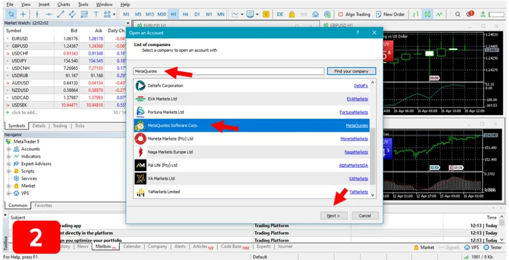 open account on MT5 02 open account on MT5 02