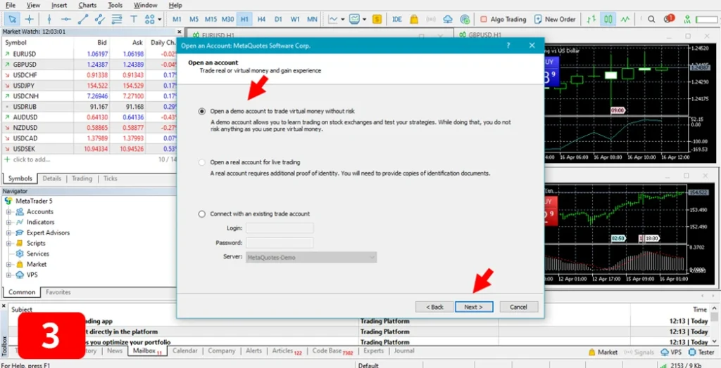 open account on MT5 03 open account on MT5 03