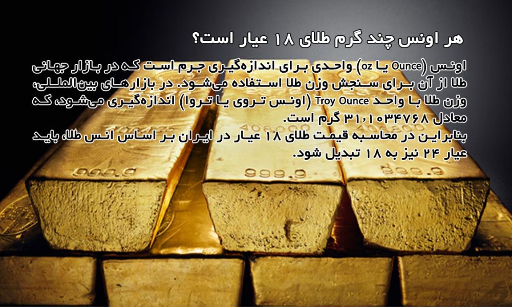 هر اونس چند گرم طلای ۱۸ عیار است؟ تبدیل ساده انس به گرم طلا